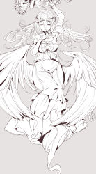 Rule 34 | 1girl, albedo (overlord), bad id, bad pixiv id, bare shoulders, breasts, cleavage, dress, highres, hip vent, horns, jewelry, large breasts, lineart, long hair, monochrome, necklace, open mouth, overlord (maruyama), simple background, solo, wings, zzzzxxx2010nian
