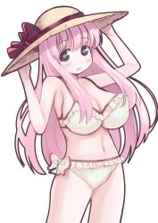 Rule 34 | 1girl, bikini, blue eyes, haramura nodoka, hat, long hair, pink hair, pomeranianko, saki (manga), standing, sun hat, swimsuit