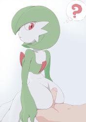 Rule 34 | 1girl, ass, buttjob, cowgirl position, creatures (company), dress, game freak, gardevoir, gen 3 pokemon, green hair, highres, interspecies, looking back, nintendo, pokemon, pokemon (creature), red eyes, sex, straddling, tagme