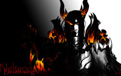 Rule 34 | 1boy, armor, black hair, dark, evil grin, evil smile, fire, glowing, glowing eyes, gradient background, grin, highres, horns, long hair, male focus, neltharion, partially colored, red eyes, scales, smile, solo, warcraft, world of warcraft