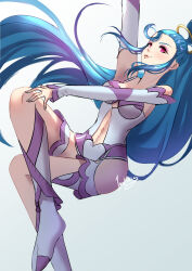 Rule 34 | 1girl, absurdres, amazon pandora, armored leotard, blue hair, breasts, cleavage, eyeliner, highres, iralibis, kid icarus, kid icarus uprising, long hair, makeup, nintendo, purple eyes, signature, solo, tagme, thick thighs, thighs, wide hips