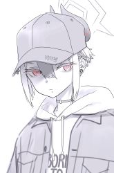 Rule 34 | 1girl, absurdres, baseball cap, blue archive, halo, hat, highres, kayoko (blue archive), red eyes, s2j00, solo, twitter, white background