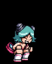 Rule 34 | 1girl, animated, animated gif, bouncing breasts, breasts, jumping, lowres, nipples, nude filter, pixel art, pussy, scott pilgrim (series), shoes, short hair, simple background, socks, third-party edit, uncensored