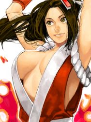 Rule 34 | 1girl, arms up, bad id, bad pixiv id, breasts, fatal fury, icym, large breasts, revealing clothes, shiranui mai, sideboob, snk, solo, the king of fighters