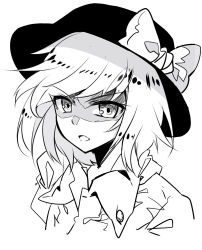 Rule 34 | collared shirt, e.o., greyscale, highres, monochrome, shaded face, shirt, simple background, solo, tagme, touhou, usami renko, white background