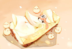 Rule 34 | 6+others, artist name, bird, chai (drawingchisanne), commentary request, cream, food, food focus, hat, highres, multiple others, no humans, original, penguin, scarf, sitting on food, tart (food)