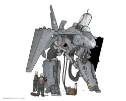 Rule 34 | 3boys, aircraft, airplane, cable, canopy (aircraft), commentary, english commentary, gerwalk, gun, gunpod, headgear, headphones, highres, jet, machine gun, machinery, macross, mecha, military, military uniform, military vehicle, multiple boys, nomansnodead, original, pilot, radio antenna, realistic, robot, robotech, science fiction, signature, toolbox, transformation, uniform, variable fighter, vest, weapon, white background, wrench