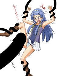 Rule 34 | 00s, 1girl, :o, ^^^, akiyama kenta, angry, arm grab, armpits, arms up, arrow (symbol), blue hair, blue panties, blunt bangs, blush, boots, censored, clenched hands, clothes lift, embarrassed, flat chest, gigantic penis, hair tubes, hairband, holding legs, imminent rape, kannagi, knee boots, leg grab, leg lift, legs, long hair, nagi, open mouth, outstretched arms, panties, pantyshot, penis, pleated skirt, pov, purple eyes, restrained, scared, simple background, skirt, skirt lift, solo focus, spread arms, spread legs, striped clothes, striped panties, surprised, suspension, sweatdrop, tank top, tentacles, trembling, underwear, upskirt, white panties, white skirt, you gonna get raped