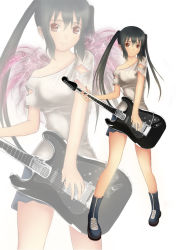 Rule 34 | black hair, brown eyes, guitar, highres, instrument, k-on!, long hair, nakano azusa, solo, twintails, wings, yue shu ya, zoom layer