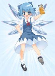 Rule 34 | abacus, bow, cirno, dress, embodiment of scarlet devil, hair bow, highres, mary janes, shoes, shouji ayumu, socks, solo, team shanghai alice, touhou, wings