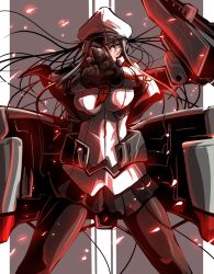 Rule 34 | 10s, 1girl, black pantyhose, black skirt, blonde hair, blue eyes, capelet, cowboy shot, cross, embers, gloves, graf zeppelin (kancolle), hair between eyes, hat, impossible clothes, jacket, kantai collection, legs apart, long hair, looking at viewer, machinery, miniskirt, necktie, outstretched arms, pantyhose, peaked cap, shiba yuuki, skirt, solo, twintails, uniform