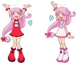Rule 34 | handheld game console, happy, lowres, multiple girls, nintendo ds, os-tan, pink hair, siblings, twins
