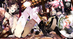 Rule 34 | 1girl, ass, babydoll, black hair, boots, brown eyes, candy, drum, drum set, fish, fishbowl, food, frills, goldfish, hair ornament, headphones, hime cut, instrument, lollipop, long hair, long legs, looking at viewer, microphone, mouth hold, open clothes, original, panties, shunsei (muratou), side-tie panties, sitting, skinny, solo, studio microphone, thighhighs, underwear