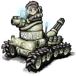 Rule 34 | 1girl, artist request, bonaparte (tank), dominion (manga), gatling gun, gun, leona ozaki, military, military vehicle, motor vehicle, source request, tank, transparent background, weapon