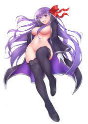 Rule 34 | 1girl, bb (fate), bb (fate/extra), black coat, black footwear, black thighhighs, blush, breasts, coat, convenient censoring, fate/extra, fate/extra ccc, fate (series), full body, gloves, hair ribbon, highres, large breasts, legs, long hair, looking at viewer, navel, open clothes, open coat, open mouth, popped collar, purple eyes, purple hair, red ribbon, resolution mismatch, ribbon, sano jinya, simple background, smile, solo, source smaller, thighhighs, very long hair, white background, white gloves, wide sleeves