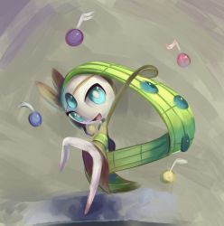 Rule 34 | :d, blue eyes, creature, creatures (company), dancing, full body, game freak, gen 5 pokemon, green hair, grey background, happy, legendary pokemon, long hair, meloetta, meloetta (aria), musical note, mythical pokemon, nintendo, open mouth, pokemon, pokemon (creature), smile, solo, the boogie