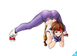Rule 34 | 1girl, ass, ass focus, braid, braided ponytail, brown eyes, brown hair, headband, jack-o&#039; challenge, looking at viewer, smile, solo, the king of fighters, yuri sakazaki