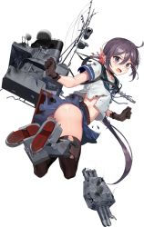 Rule 34 | 1girl, akebono (kancolle), akebono kai ni (kancolle), bell, black thighhighs, drew (drew213g), full body, hair bell, hair between eyes, hair ornament, kantai collection, long hair, official art, school uniform, serafuku, solo, thighhighs, torn clothes, transparent background, very long hair