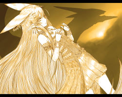 Rule 34 | 1girl, absurdly long hair, breasts, commentary request, cowboy shot, dragon, earrings, jewelry, kotoba noriaki, letterboxed, long hair, lots of jewelry, monochrome, original, pixiv card battler, pointy ears, skirt, solo, souryuu armonica, very long hair