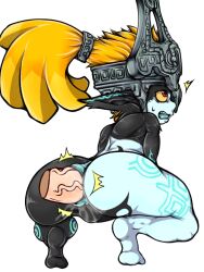 Rule 34 | 1boy, 1girl, anal, anus, ass, ass juice, black skin, body markings, colored sclera, colored skin, demon girl, erection, fang, full body, grey skin, helmet, hetero, highres, huge ass, kumaneko (wairudoman), midna, moaning, monster girl, multicolored skin, nintendo, nude, one eye covered, penis, pointy ears, precum, red eyes, sex, shiny skin, shortstack, squatting, sweat, the legend of zelda, the legend of zelda: twilight princess, thick thighs, thighs, two-tone skin, veins, veiny penis, wide hips