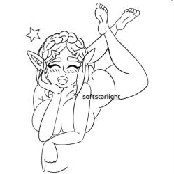 Rule 34 | ass, butt crack, curvy, feet, feet up, lying, nude, on stomach, princess zelda, softstarlight, soles, the pose, thick thighs, thighs, toes