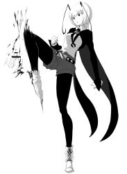 Rule 34 | 1girl, aged up, antennae, bad id, bad pixiv id, black pantyhose, cape, castration, cum, disembodied penis, greyscale, highres, kneeing, pantyhose under shorts, masochism, monochrome, pain, pantyhose, penis, ruptured testicle, short hair, shorts, solo, solo focus, spacezin, touhou, wriggle nightbug
