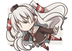 Rule 34 | 10s, 1girl, amatsukaze (kancolle), bad id, bad pixiv id, blush, garter straps, kantai collection, long hair, naruse mai, silver hair, simple background, smile, solo, striped clothes, striped thighhighs, thighhighs, white background, | |