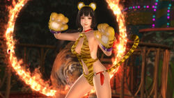 Rule 34 | 1girl, 3d, black hair, breasts, circus, dead or alive, dead or alive 5, ii naotora, large breasts, official art, sengoku musou, tiger
