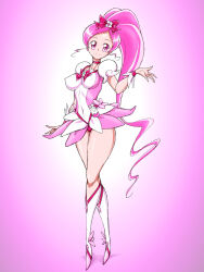 Rule 34 | 1girl, ass, breasts, covered erect nipples, cure blossom, female focus, heartcatch precure!, highres, long hair, magical girl, medium breasts, panties, pink eyes, pink hair, precure, smile, underwear, vyz03110