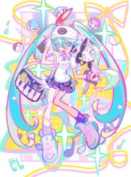 Rule 34 | 1girl, :d, bag, beanie, blue bag, blue eyes, blue hair, bracelet, collared shirt, commentary, creatures (company), english commentary, full body, game freak, gen 5 pokemon, gloves, great ball, grey skirt, hair between eyes, hair ribbon, hand up, hat, hatsune miku, headphones, highres, holding, holding poke ball, jewelry, legendary pokemon, long hair, looking at viewer, love ball, meloetta, meloetta (aria), mythical pokemon, nintendo, open mouth, piano print, plaid, plaid skirt, pleated skirt, poke ball, poke ball (basic), pokemon, pokemon (creature), polo shirt, project voltage, psychic miku (project voltage), red ribbon, ribbon, shirt, shoes, short sleeves, shoulder bag, single glove, skirt, smile, sneakers, solo, standing, twintails, ultra ball, very long hair, vocaloid, white footwear, white gloves, white headwear, white shirt, xiaoyunatie