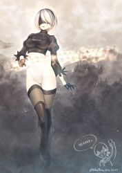 Rule 34 | 1boy, 1girl, absurdres, asami asami, black footwear, black thighhighs, blindfold, boots, cameltoe, feather-trimmed sleeves, glowing, glowing weapon, hairband, highleg, highleg leotard, highres, leotard, mole, mole under mouth, nier (series), nier:automata, silver hair, solo, thigh boots, thighhighs, weapon, 2b (nier:automata), 9s (nier:automata)