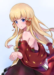 Rule 34 | 1girl, 310setsu, blonde hair, blue eyes, blunt bangs, blush, bow, breasts, hair bow, hair ornament, long hair, looking at viewer, princess connect!, saren (christmas) (princess connect!), saren (princess connect!), simple background, smile, solo, split mouth, white background