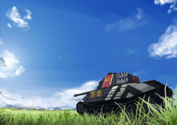 Rule 34 | absurdres, cloud, day, grass, highres, military, military vehicle, motor vehicle, no humans, senjou no valkyria, senjou no valkyria (series), senjou no valkyria 3, sky, tank, tianyu jifeng, vehicle focus, world of tanks