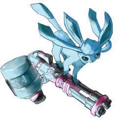 Rule 34 | absurdres, blue eyes, blue hair, creatures (company), fishburi, game freak, gen 4 pokemon, glaceon, highres, nintendo, pokemon, pokemon (creature), sidelocks, solo, white background