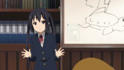 Rule 34 | 2girls, animated, animated gif, black hair, blazer, jazz hands, k-on!, lowres, multiple girls, nakano azusa, outstretched hand, rejection, ton-chan, turtle, twintails