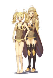 Rule 34 | 2girls, absurdres, adjusting clothes, barefoot, blonde hair, blush, bodystocking, bracelet, breasts, cape, cleavage, covered navel, crop top, dark mage (fire emblem fates), fire emblem, fire emblem awakening, fire emblem fates, fire emblem heroes, grandmother and granddaughter, highres, jewelry, lissa (fire emblem), long hair, medium breasts, multiple girls, nintendo, ophelia (fire emblem), panties, saikunartworks, sandals, small breasts, toeless footwear, twintails, underwear