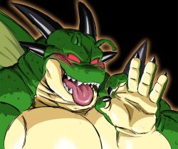 Rule 34 | 1boy, :p, bara, blush, colored sclera, dragon ball, dragon boy, dragon horns, fellatio gesture, furry, furry male, grin, horns, large pectorals, male focus, muscular, muscular male, no pupils, oral invitation, parody, pectorals, personification, porunga, red sclera, rossciaco, scales, sexually suggestive, smile, solo, tongue, tongue out, upper body