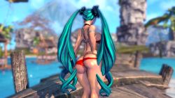 Rule 34 | 10s, 3d, aqua hair, ass, beach, bikini, blade &amp; soul, breasts, day, gon (blade &amp; soul), huge ass, huge breasts, large breasts, solo, swimsuit, twintails