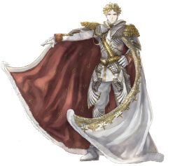 Rule 34 | 00s, 1boy, armor, belt, blonde hair, boots, cape, full body, gloves, hand on own hip, looking at viewer, male focus, maximilian, maximilian gaius von reginrave, official art, outstretched arm, pants, senjou no valkyria (series), senjou no valkyria 1, shirt, shoes, short hair, solo, transparent background, white gloves