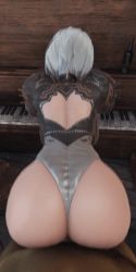 Rule 34 | 1girl, 3d, animated, animated gif, ass, back, back cutout, clothed female nude male, clothing cutout, doggystyle, from behind, huge ass, instrument, jiggle, juliet sleeves, leotard, long sleeves, nier:automata, nier (series), nude, penis, piano, pixiv7099513, pov, puffy sleeves, sex, sex from behind, short hair, uncensored, white hair, 2b (nier:automata)