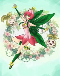 Rule 34 | absurdres, digimon, digimon (creature), fairy, flower, highres, lilimon, monster girl, petals, plant girl, tanemon