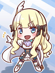 Rule 34 | blonde hair, blue eyes, capelet, chibi, cloak, hand on own hip, kamo nabe, lowres, open mouth, princess connect!, saren (princess connect!), solo