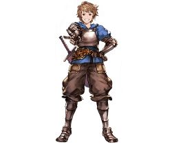 Rule 34 | 10s, 1boy, blonde hair, fighter (granblue fantasy), full body, gran (granblue fantasy), granblue fantasy, grin, lowres, male focus, minaba hideo, official art, smile, solo, transparent background, v, white background