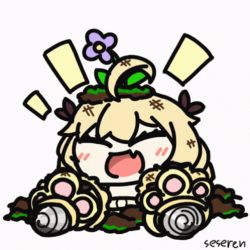 Rule 34 | 1girl, ahoge, animated, animated gif, azur lane, closed eyes, drill, flower, flower on head, laughing, lowres, open mouth, prototype bulin mkii (azur lane), seseren