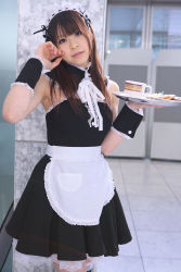 Rule 34 | apron, cosplay, highres, katou mari, maid, maid apron, photo (medium), tray