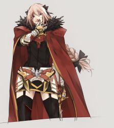 Rule 34 | 1boy, armor, astolfo (fate), belt, black bow, black ribbon, bleeding, blood, blood from mouth, blood on arm, blood on face, bow, braid, cloak, cuts, fate/grand order, fate (series), fur collar, fur trim, garter straps, gauntlets, grey background, hair intakes, hair ribbon, injury, long braid, looking at viewer, male focus, multicolored hair, nosebleed, pink hair, purple eyes, red cloak, ribbon, simple background, single braid, sketch, standing, streaked hair, u 5ham0, wiping blood, wiping face, wiping nose