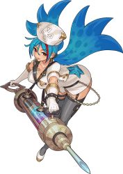Rule 34 | 1girl, artist request, bent over, black thighhighs, blue hair, blush, bracelet, breast pocket, breasts, chain, chest tattoo, cleavage, clothing cutout, collarbone, dress, earclip, elza (world flipper), female focus, full body, garter straps, gloves, hair tie, half-closed eyes, happy, hat, highres, holding, holding syringe, jewelry, light blush, long hair, looking at viewer, looking to the side, medium breasts, mole, mole under mouth, multicolored hair, non-web source, nurse, nurse cap, official art, outstretched arms, oversized object, parted lips, pocket, red eyes, red hair, shiny clothes, shoes, short dress, short sleeves, sidelocks, simple background, skull and crossbones, skull tattoo, smile, solo, standing, starfish, streaked hair, studded bracelet, syringe, tattoo, teeth, thighhighs, transparent background, twintails, two-tone hair, very long hair, white dress, white footwear, white gloves, white hat, world flipper, zettai ryouiki, zipper pull tab