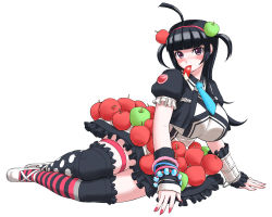 Rule 34 | 1girl, apple, food, food as clothes, food-themed clothes, food-themed hair ornament, fruit, hair ornament, mouth hold, original, solo, thighhighs, umi no tarako, zettai ryouiki