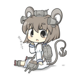 Rule 34 | 10s, 1girl, anchor, animal ears, bad id, bad pixiv id, brown eyes, brown hair, chibi, cosplay, dress, headgear, kantai collection, kemonomimi mode, looking at viewer, machinery, mouse ears, mouse tail, nazrin, open mouth, personification, sailor dress, short hair, sitting, solo, tail, touhou, turret, yuasan, yukikaze (kancolle), yukikaze (kancolle) (cosplay)