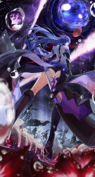 Rule 34 | 1girl, absurdres, acheron (honkai: star rail), back, bad tag, black footwear, boots, bubble, from behind, from below, high heels, highres, holding, holding sword, holding weapon, honkai: star rail, honkai (series), leaf, looking at viewer, looking back, oil-paper umbrella, single bare shoulder, sword, taiju (gr09kuma), thighs, umbrella, weapon